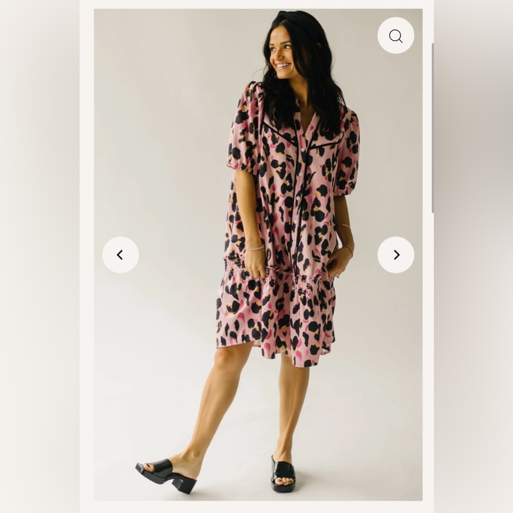 New! Glenwood Pink Leopard Tiered Dress